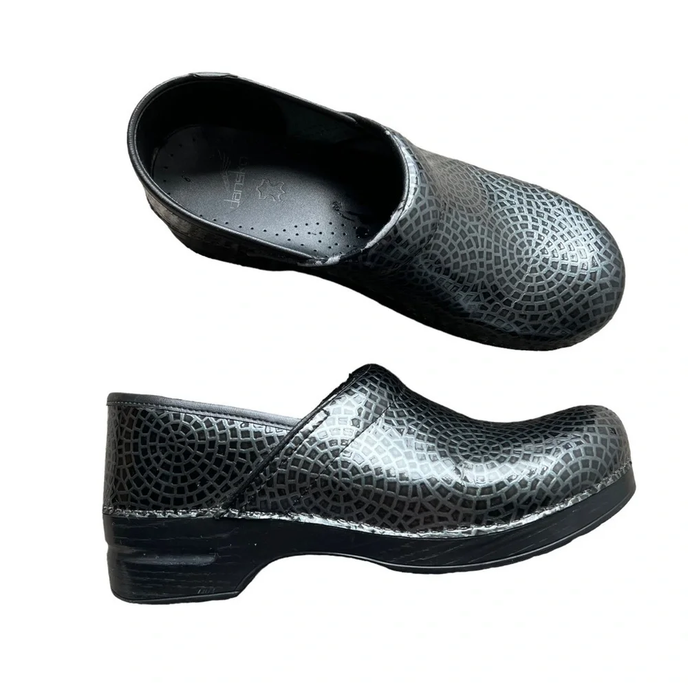Dansko - Charcoal Anaconda Pro XP Leather Career Nursing Mules Clogs Sz 42 - Picture 1 of 12